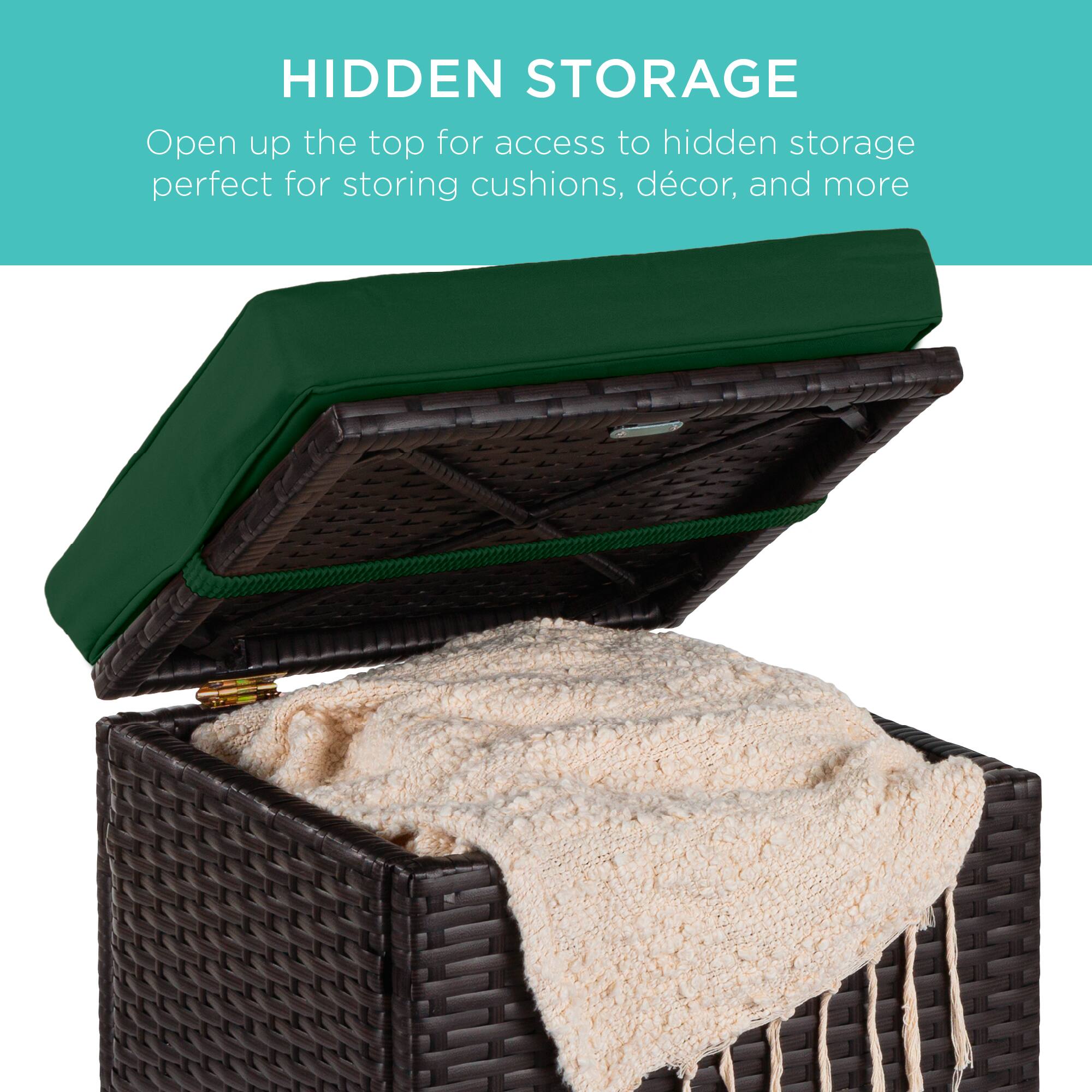 HIDDEN STORAGE

Open up the top for access to hidden storage perfect for storing cushions, décor, and more