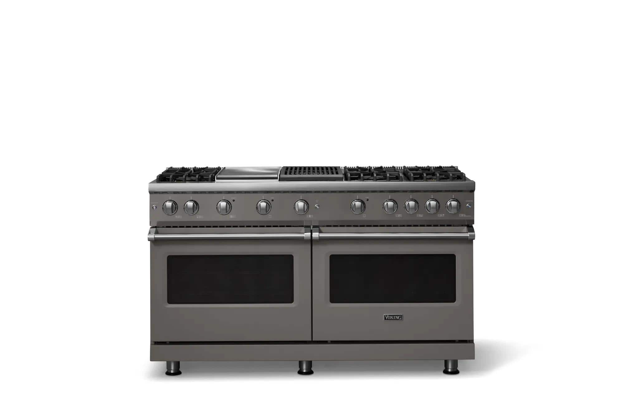 Viking - 60"W. Pro5S  8.0 Cu. Ft. Freestanding Sealed 6 Burner Gas Convection Range/Griddle/Double Oven-Damascus Gray - Damascus Gray