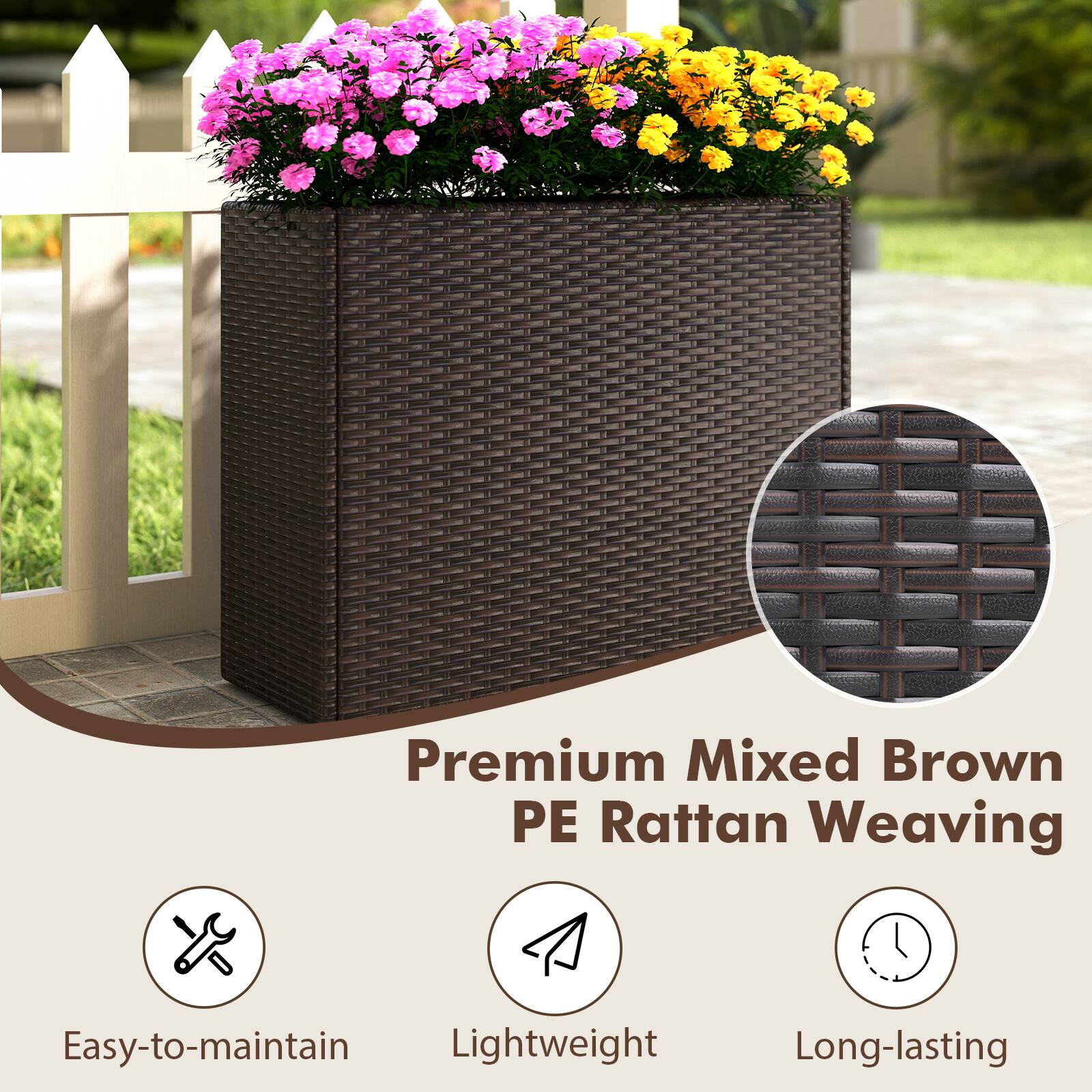 Premium Mixed Brown PE Rattan Weaving

- Easy-to-maintain
- Lightweight
- Long-lasting