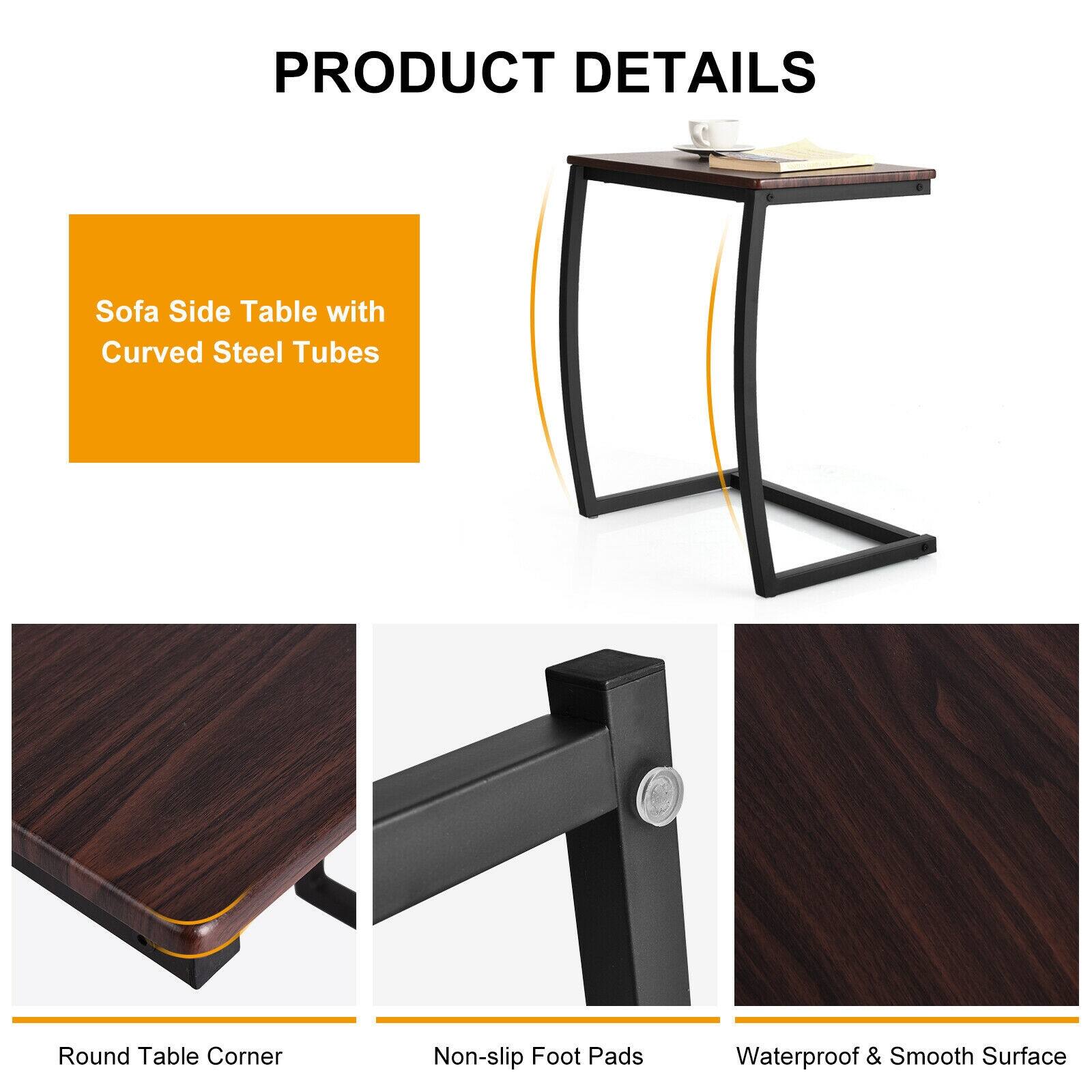 PRODUCT DETAILS
Sofa Side Table with Curved Steel Tubes
Round Table Corner
Non-slip Foot Pads
Waterproof & Smooth Surface