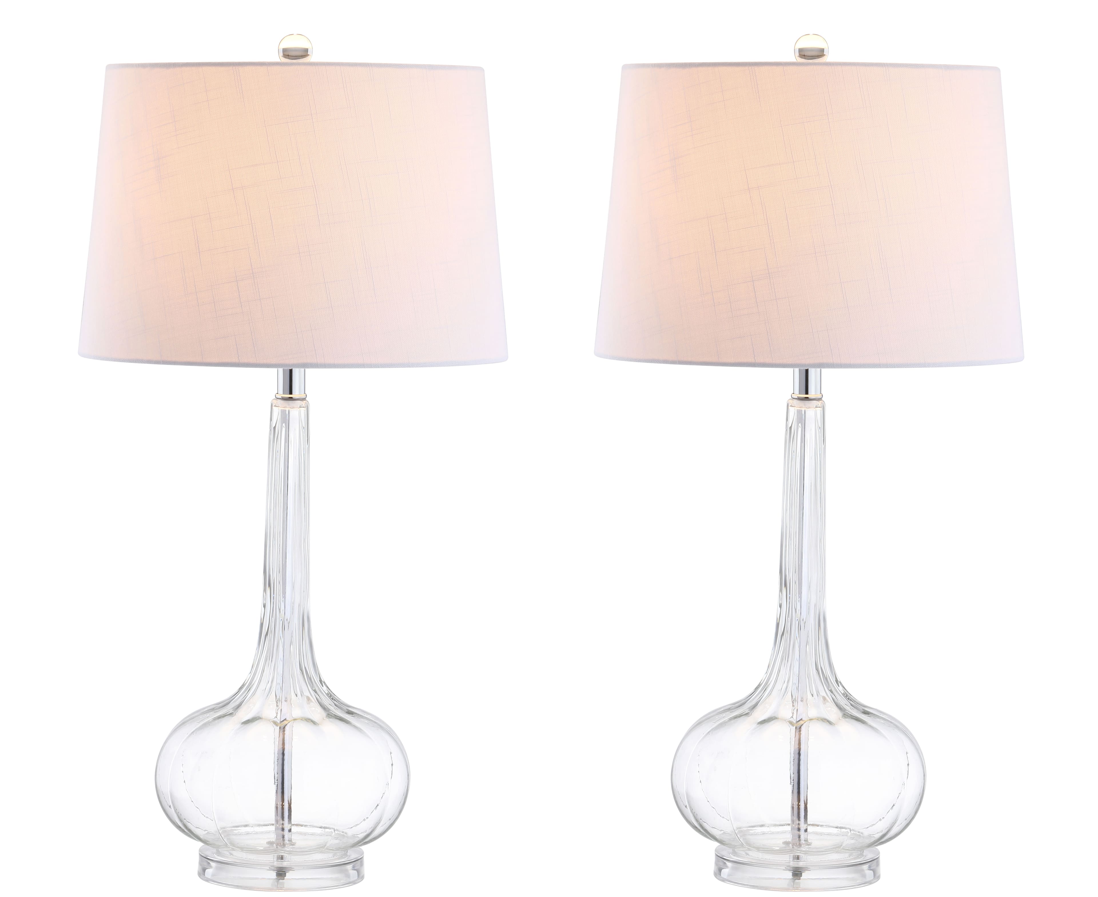 Jonathan Y - Bette 28.5" Glass Teardrop LED Table Lamp, (Set of 2) - Clear