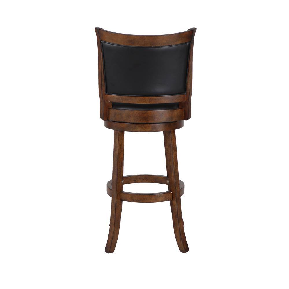 Back. New Classic Furniture - Bristol Wood Swivel Bar Stool with PU Seat in Dark Brown - Brown.