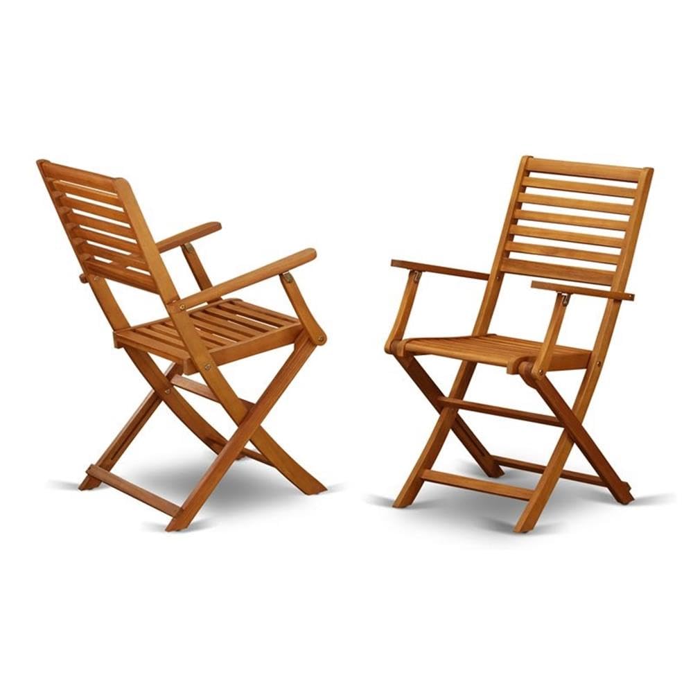 JETRANSPORT - Beasley Folding Patio Dining Chairs With Arm Rest - Wood Set Of 2 Oil PATIO CHAIR SET: The wood patio - Folding Chair