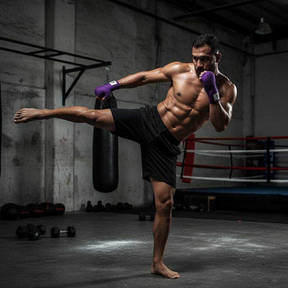 Alt View 6. Amber Sporting Goods - Amber Fight Gear Mexican Style 200" Handwrap, MMA/Boxing, Purple, 10 Pairs - Purple.