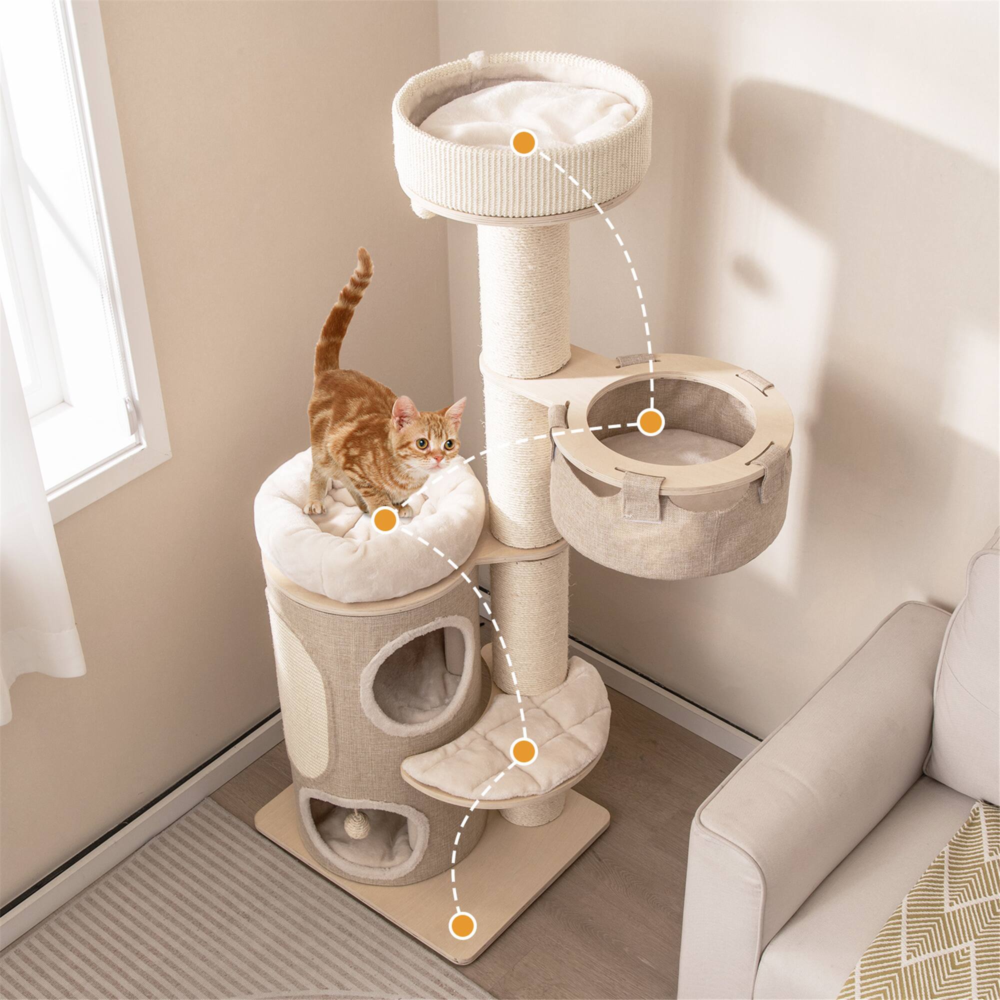 Alt View 1. Gymax - Gymax 61'' Cat Tree for Indoor Cats w/ 2-stoery Condo Top Perch Sisal Scratching Posts.