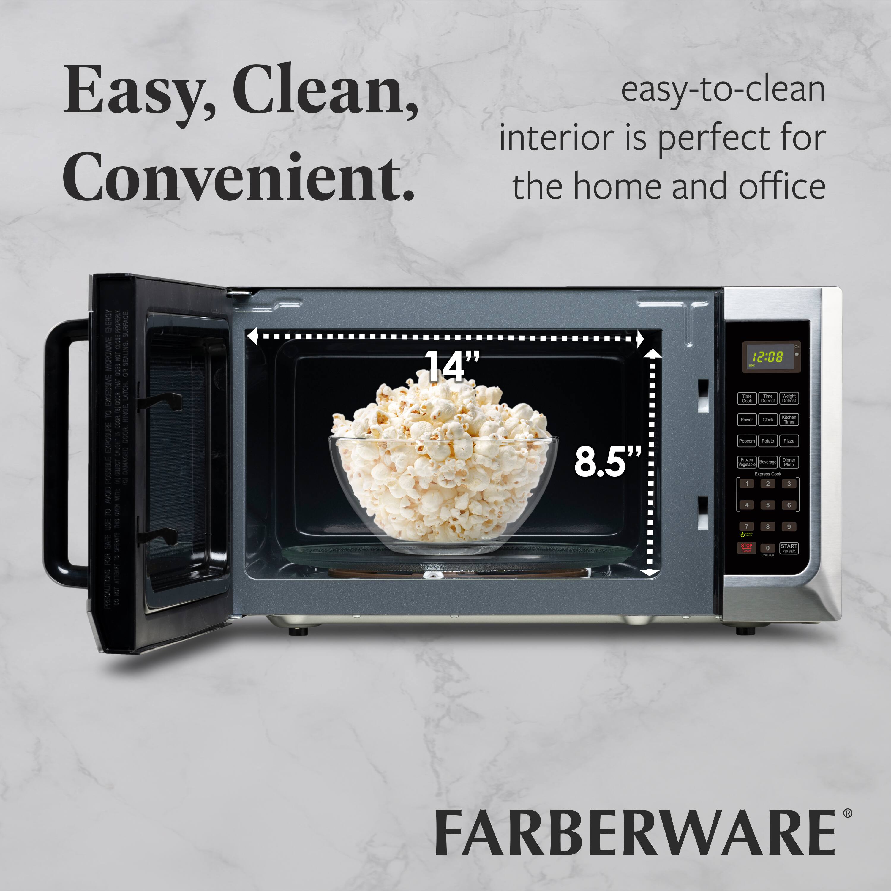 Easy, Clean, Convenient.  
Easy-to-clean interior is perfect for the home and office.  
FARBERWARE
