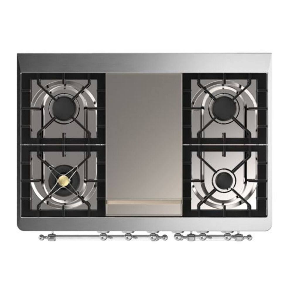 Alt View 8. ILVE - ILVE Majestic II 40 inch Dual Fuel Range with 6 Burners + Griddle (Liquid Propane, Blue Grey, Chrome Trim) - Blue Grey.