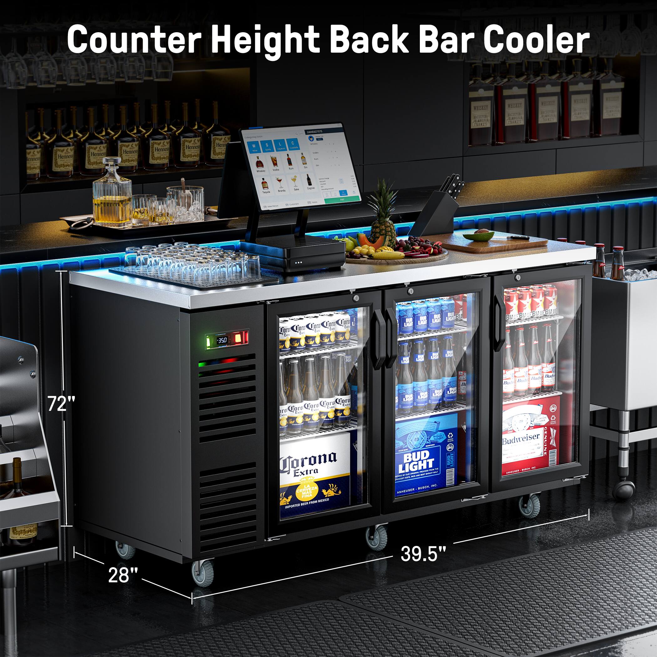 Counter Height Back Bar Cooler

72"  
28"  
39.5"