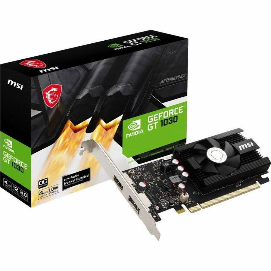 GEFORCE GT 1030  
NVIDIA  
MSI  
Low Profile Included  
4x OC  
Bracket  
12 LOW PROFILE  
3.0  
400 DOM AFTERBURNER  
GEFORCE 1030 GT NVIDIA  
MSI