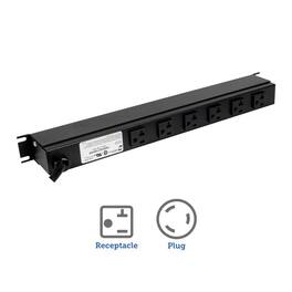 RackSolutions - 20A Horizontal Rackmount Power Strip with 6 Rear Outlets (15ft Cord) - Black