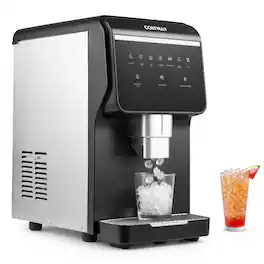 Costway - Countertop Ice Machine with Self Dispensing, 80 LBS Per Day, 7.5 LBS Ice Storage - Black + Silver