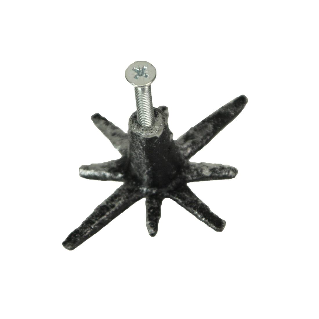 Alt View 2. Zeckos - Set of 6 Antique Silver Finish Mid Century Modern Starburst Drawer Pulls Knobs - Silver.