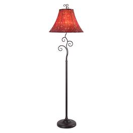 Hivvago - Contemporary 61-inch Tall Floor Lamp with Red and Gold Bell Shade - Red, Gold