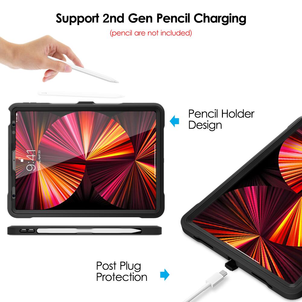 Support 2nd Gen Pencil Charging  
(pencil are not included)

Pencil Holder Design

Post Plug Protection