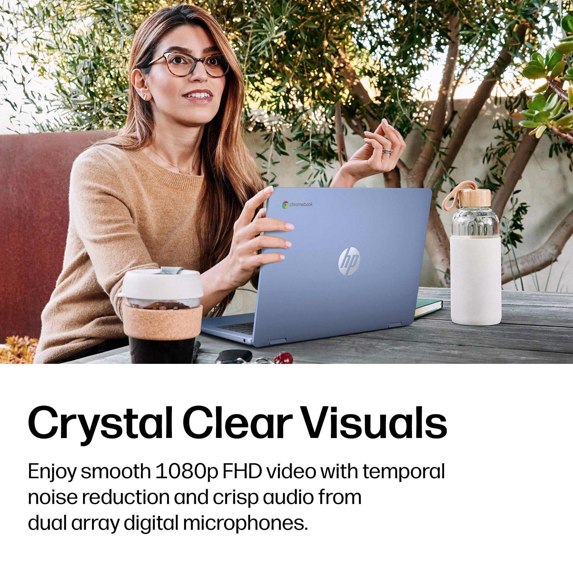 Chromebook HP Crystal Clear Visuals

Enjoy smooth 1080p FHD video with temporal noise reduction and crisp audio from dual array digital microphones.