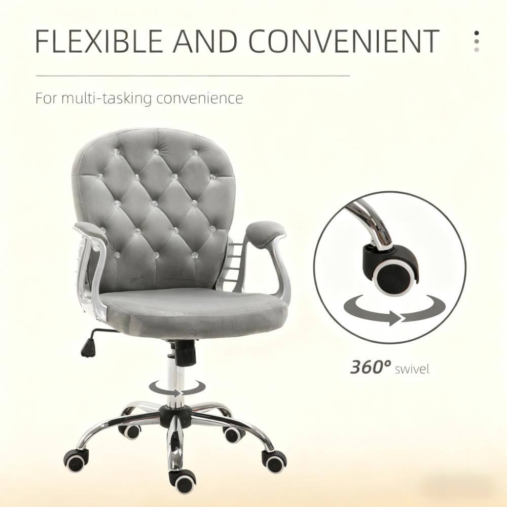 Alt View 6. Forest'nSky - Grey Luxury Tufted Office Chair for A Stylish Choice for Home & Office, Plush Comfort - Grey.