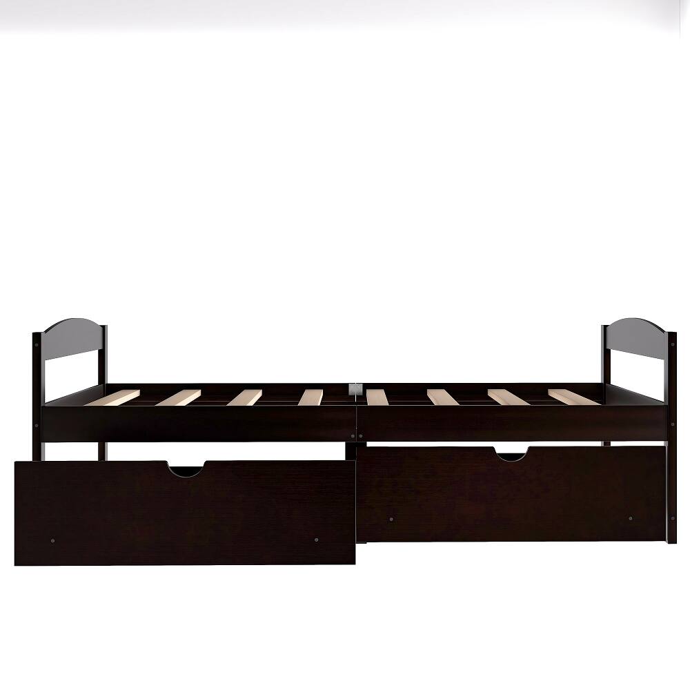 Alt View 3. Loheer - Loheer Twin Platform Bed with Drawers Espresso Wood Frame - Espresso.