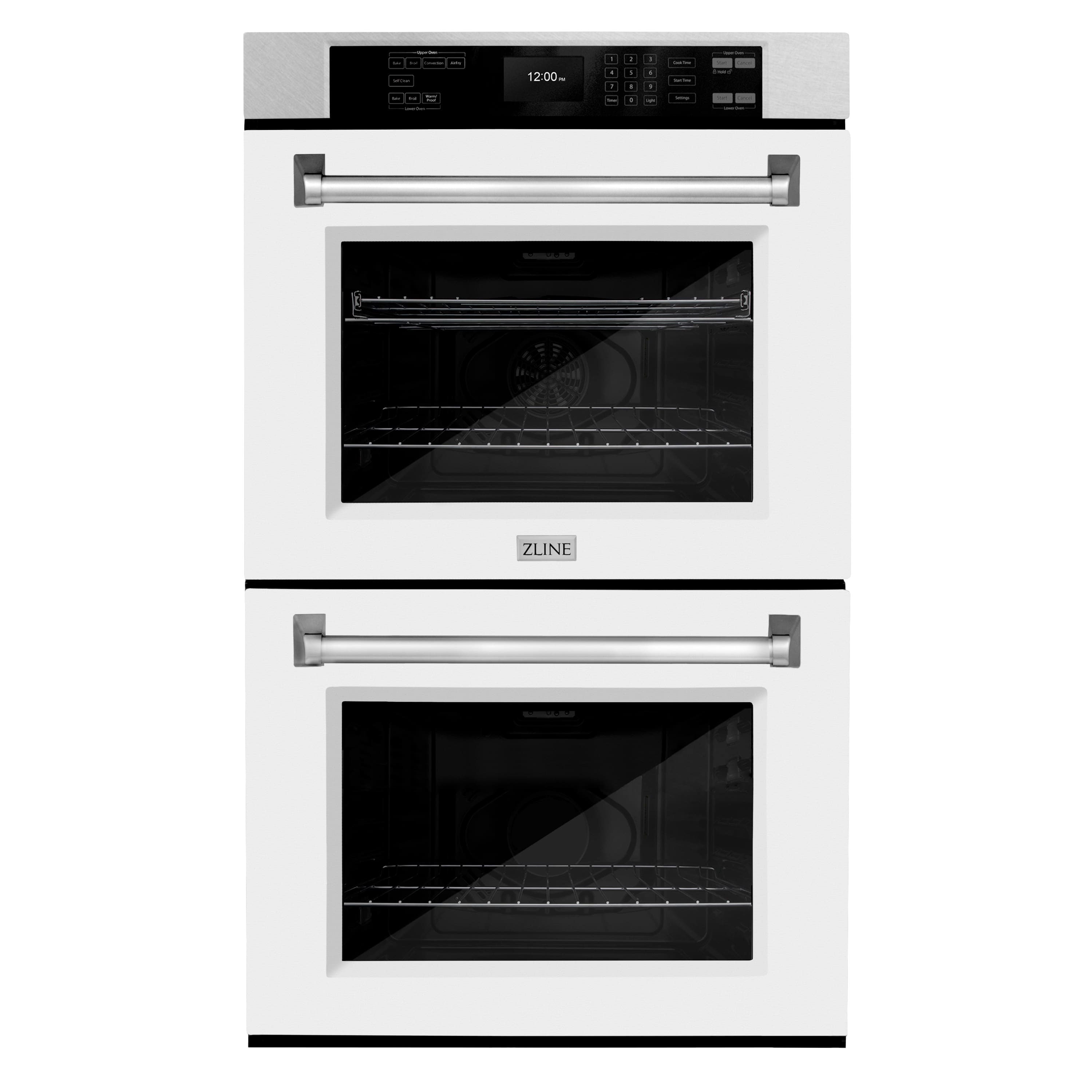 ZLINE - 30 in. Double Wall Oven w/ Air Fry w/ White Matte Doors - Satin Stainless Steel - Front_Zoom