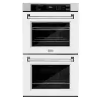 ZLINE - 30 in. Double Wall Oven w/ Air Fry w/ White Matte Doors - Satin Stainless Steel - Front_Zoom