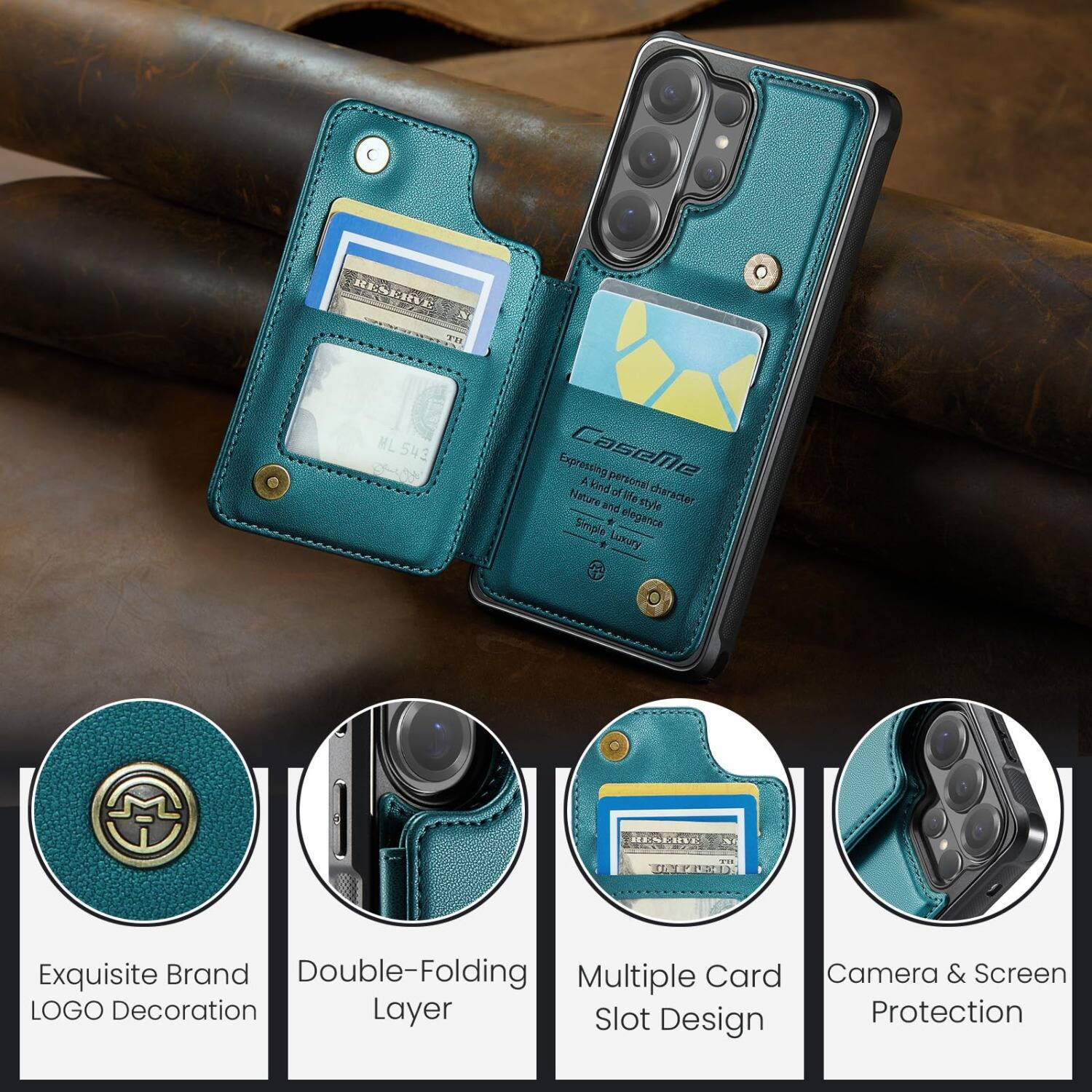 RESERVE N IIT  
ML 543  

Expressing a kind personal character of Nature and all style, Simple elegance Luxury  

RESERVE No  
THE  

Exquisite Brand Double-Folding Multiple Card Camera & Screen LOGO Decoration Layer Slot Protection Design
