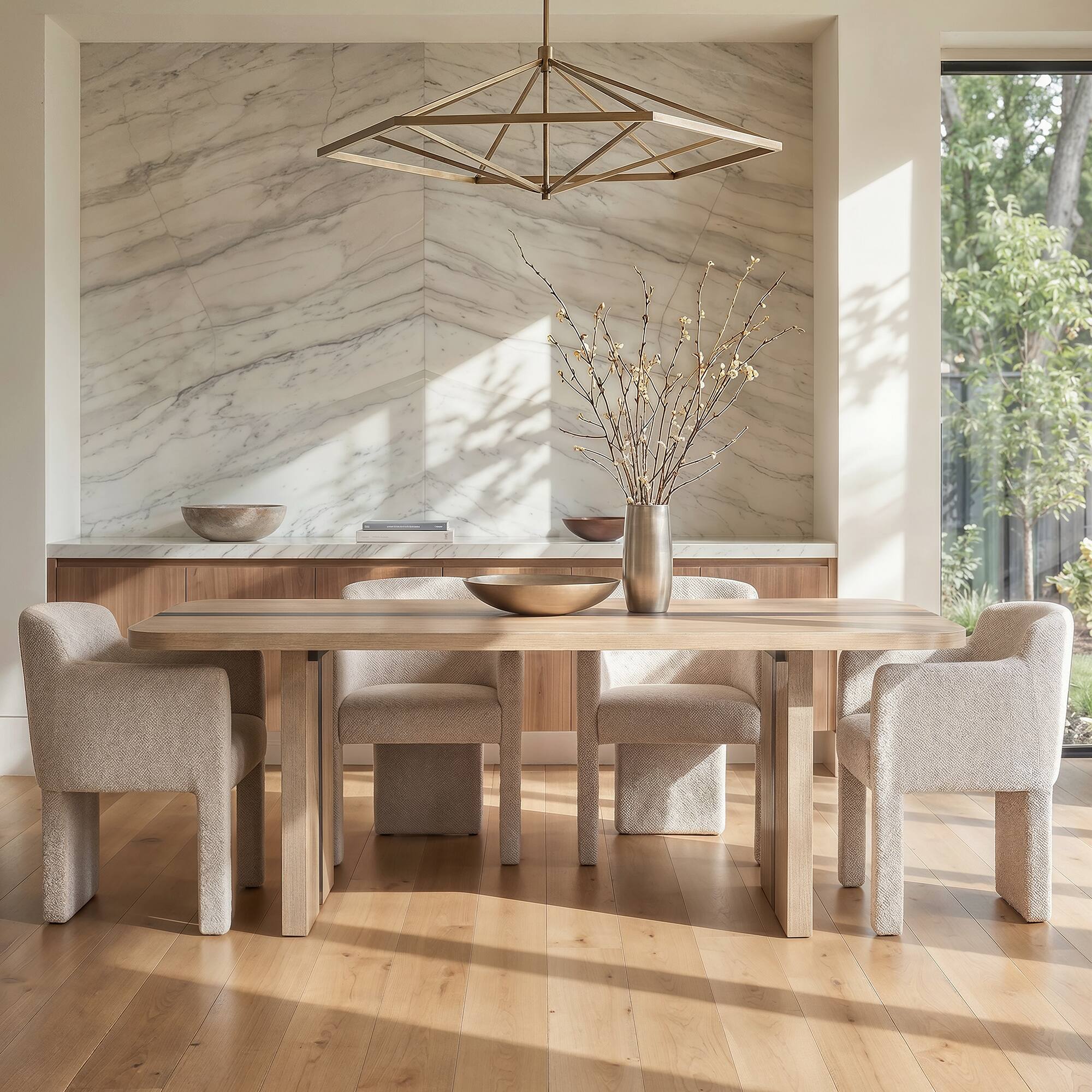 Alt View 2. Homsee - Wood Veneer Large Desk Table 86.6", Modern Dining Table for Home Office 8 Seat, Natural Finish for Dining & Working - Wooden.