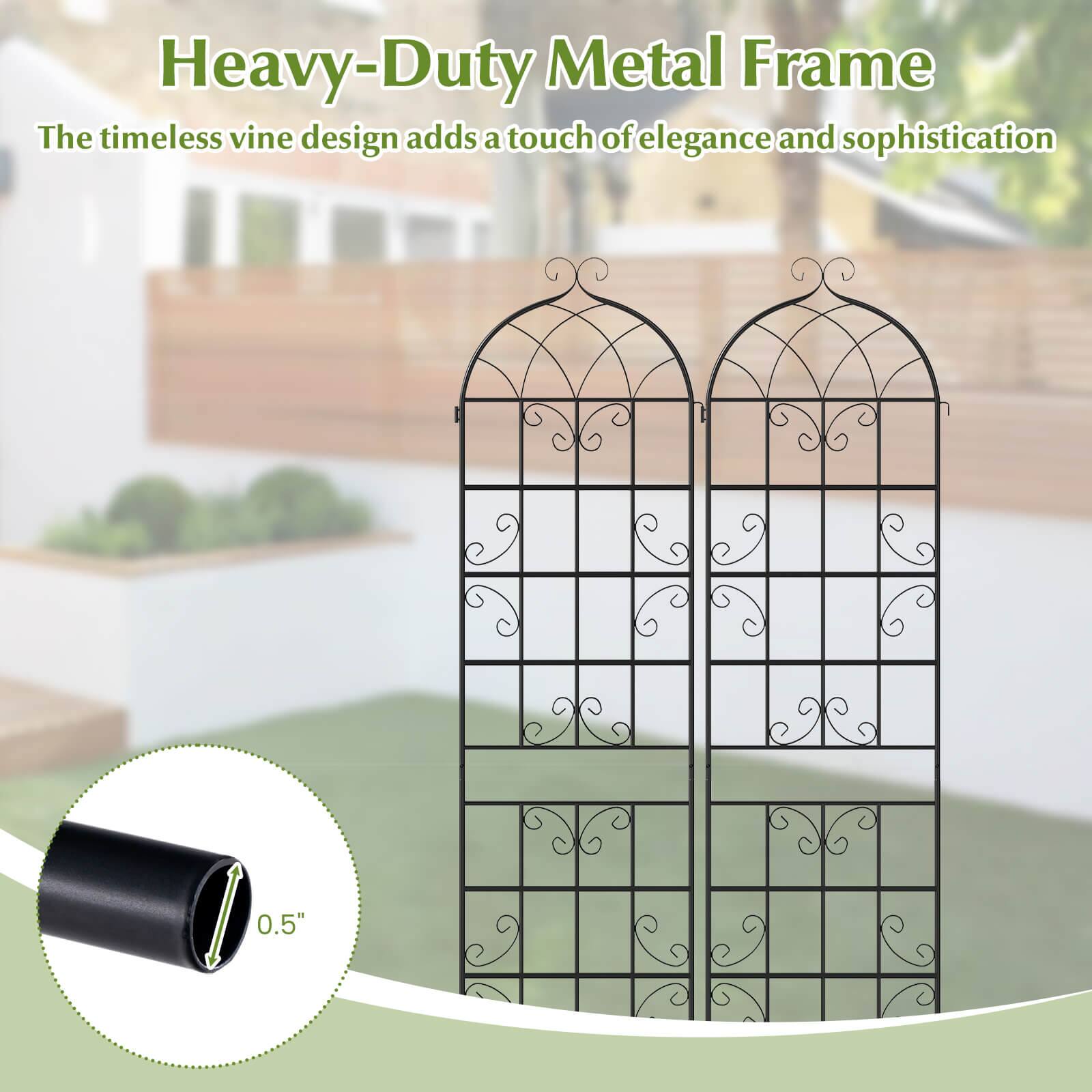 Heavy-Duty Metal Frame  
The timeless vine design adds a touch of elegance and sophistication  
0.5"