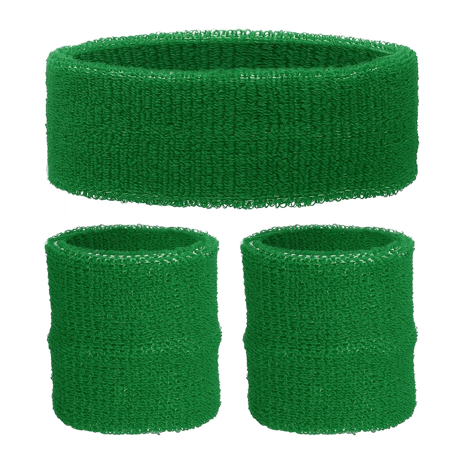 Unique Bargains - Sweatband Set, 1pc Headband + 2pcs Wristbands Moisture Wicking Breathable Athletic Bands 3pcs for Sports - Green price history on PriceWatchPro
