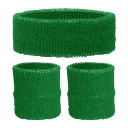 Unique Bargains - Sweatband Set, 1pc Headband + 2pcs Wristbands Moisture Wicking Breathable Athletic Bands 3pcs for Sports - Green