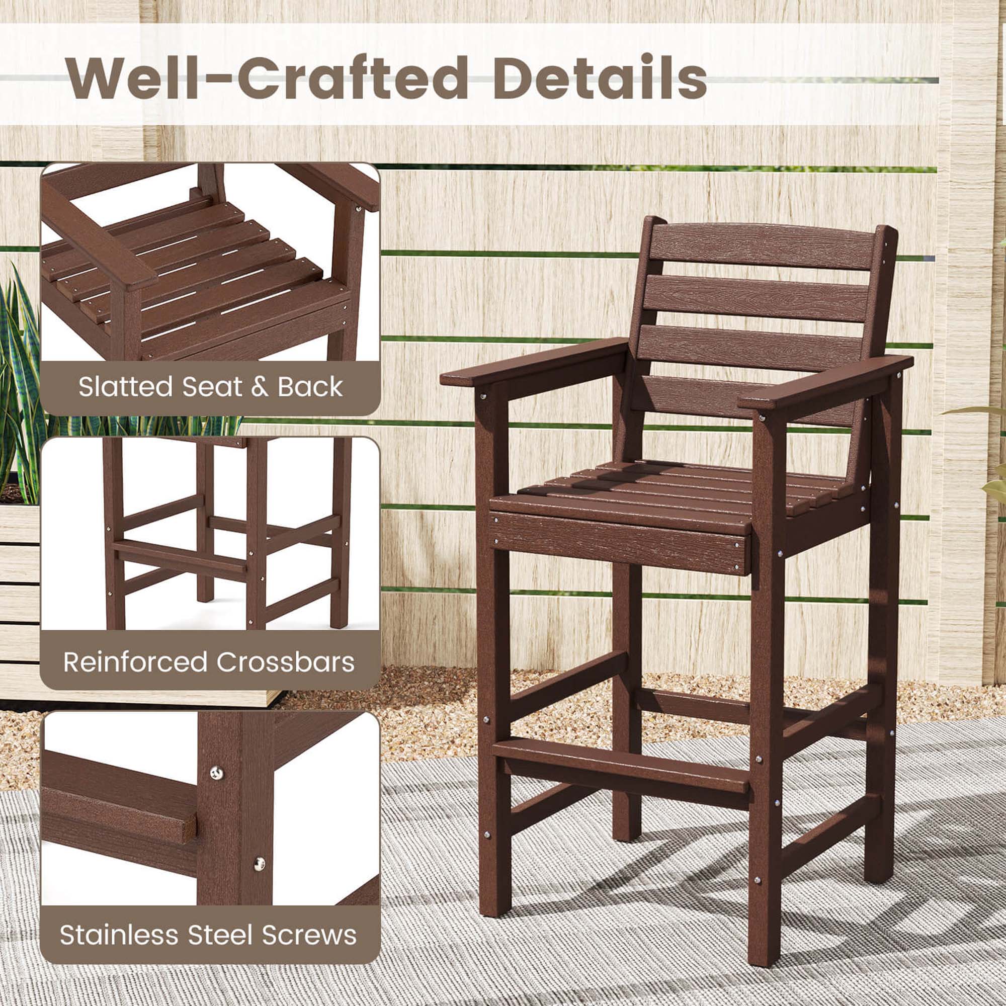 Well-Crafted Details: Slatted Seat & Back, Reinforced Crossbars, Stainless Steel Screws