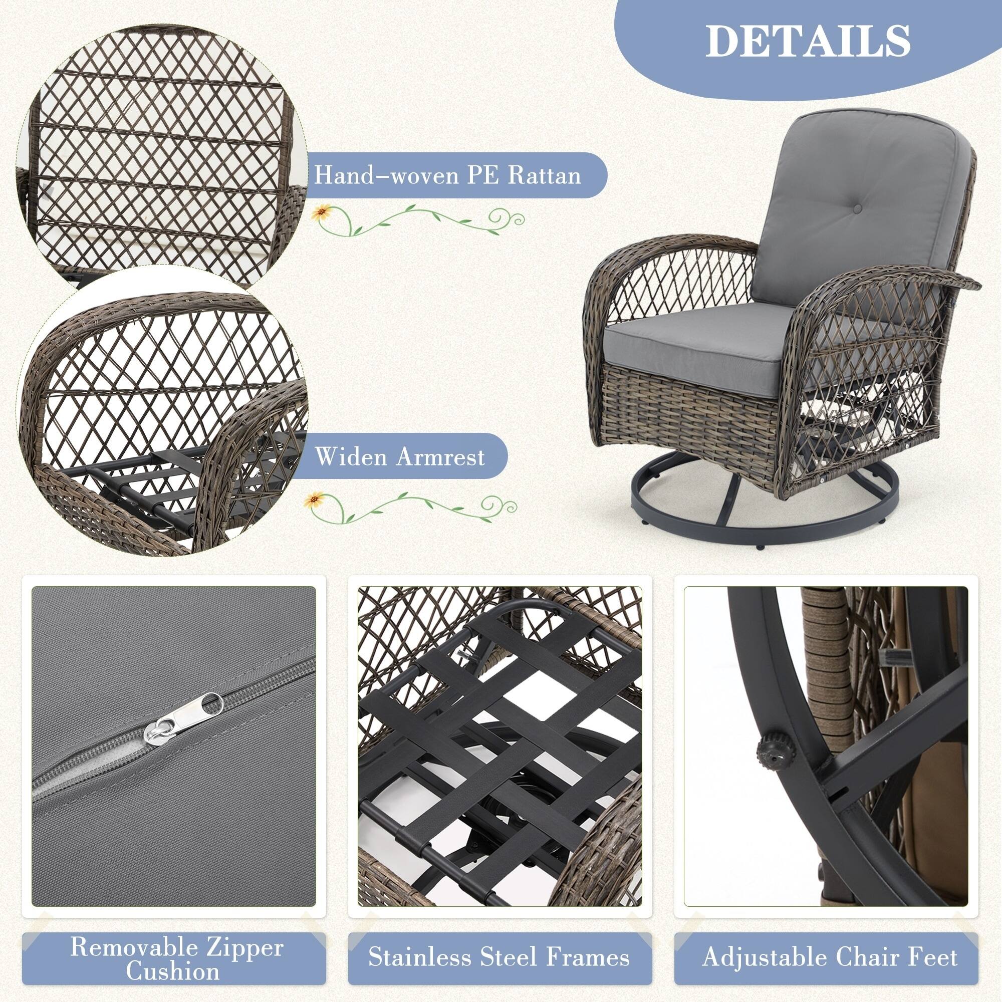 DETAILS

- Hand-woven PE Rattan
- Widen Armrest
- Removable Zipper Cushion
- Stainless Steel Frames
- Adjustable Chair Feet