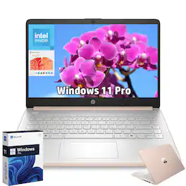HP - 14" HD Laptop - Intel N150 - 4GB RAM - 128GB UFS - Wi-Fi 6 - Windows 11 Pro - 1 Year Microsoft 365 - Pale Rose Gold