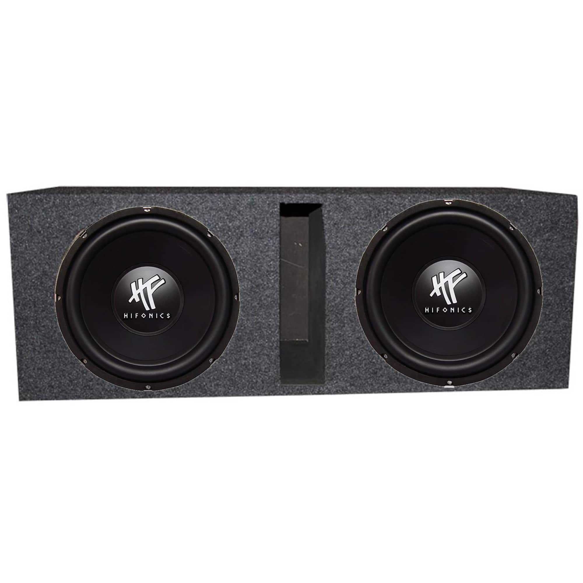 Hifonics - 12" 1600W Car Audio Subwoofer Speaker, 2 Pack & QPower Ported Enclosure - Black