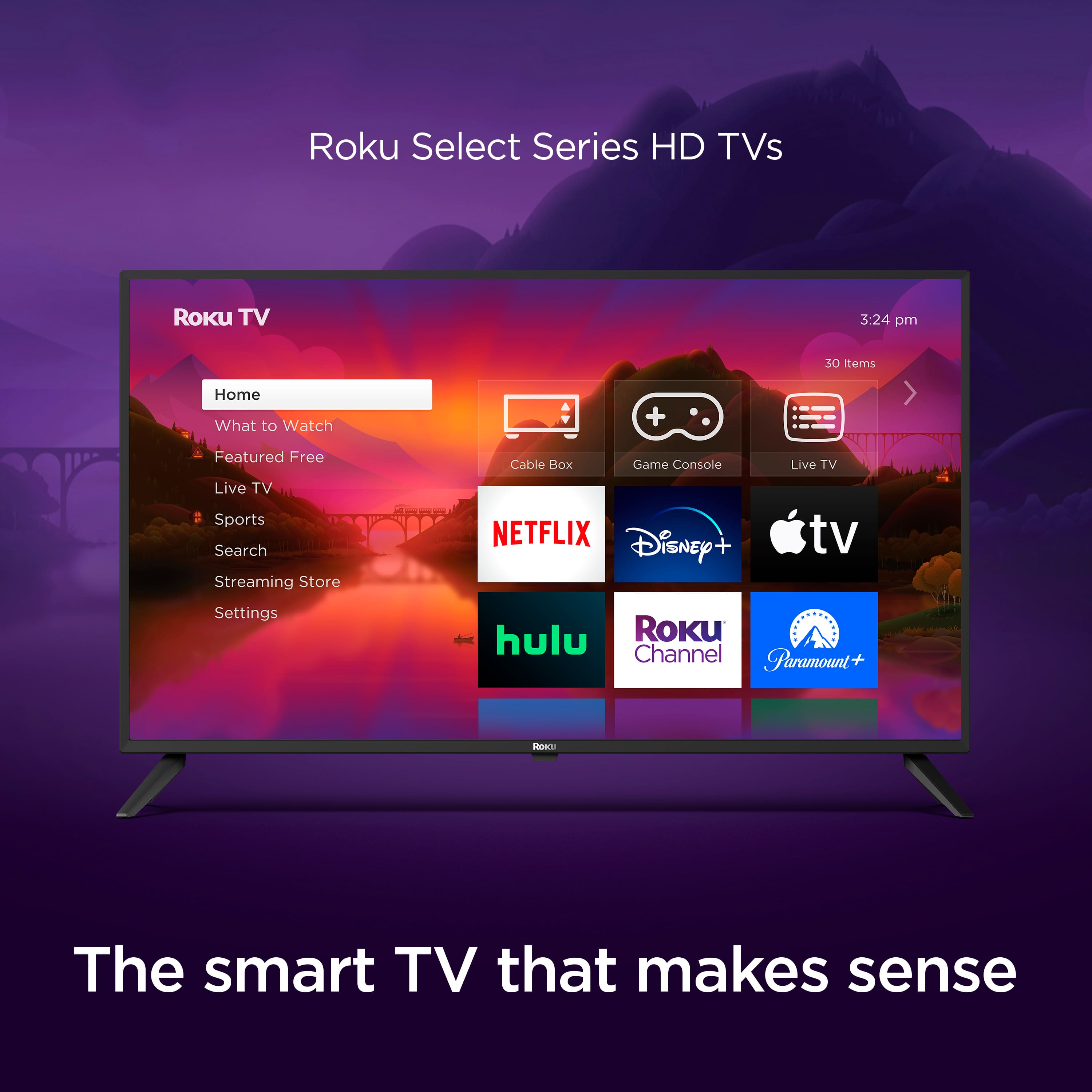 Roku Select Series HD TVs are the smart TV that makes sense. They offer a variety of streaming options, including Netflix, Disney+, and Hulu, as well as live TV, sports, and a live cable box. The TV also features a game console and a live TV option. With 30 themes to choose from, users can personalize their viewing experience. The Roku TV is designed to be user-friendly and offers a range of features, such as a search function and a store for downloading additional content.