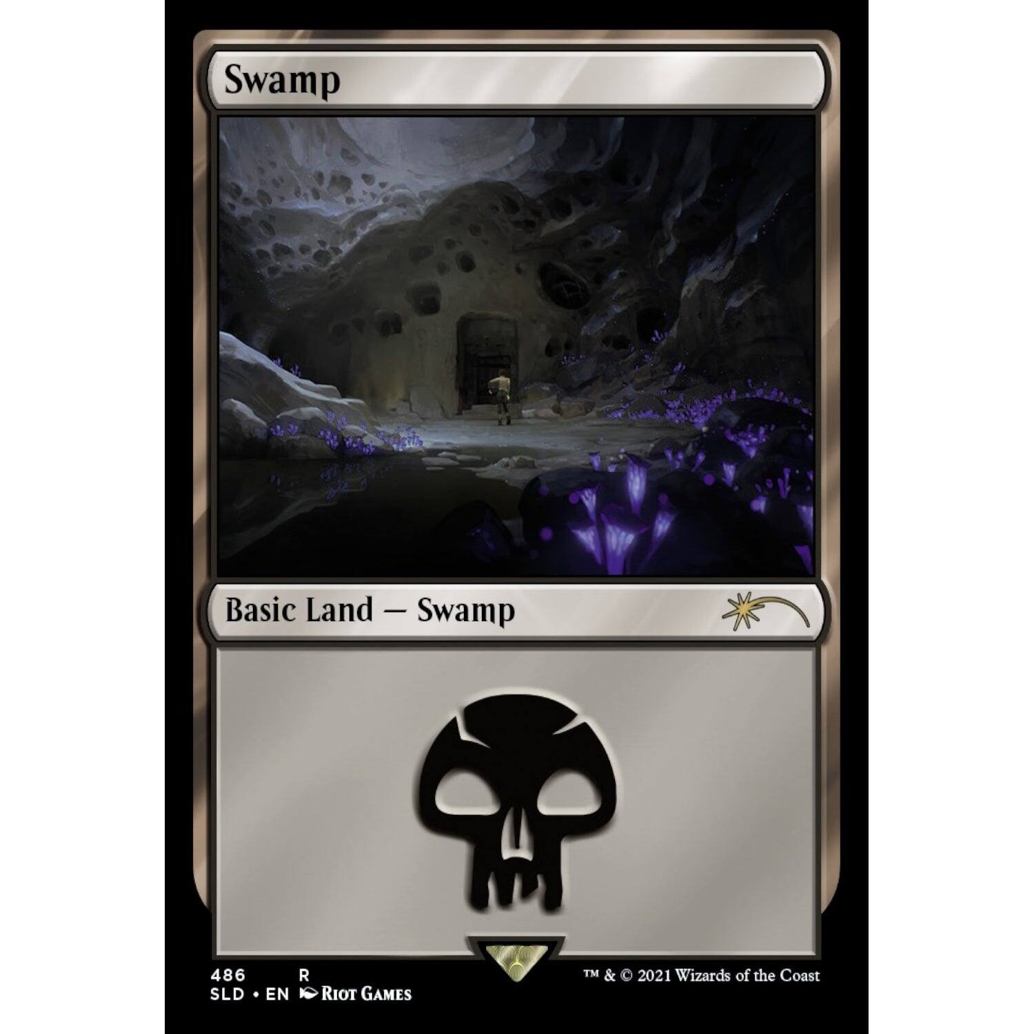 Swamp  
Basic Land - Swamp  

486 SLD EN R  
RIOT GAMES  
TM & © 2021 Wizards of the Coast