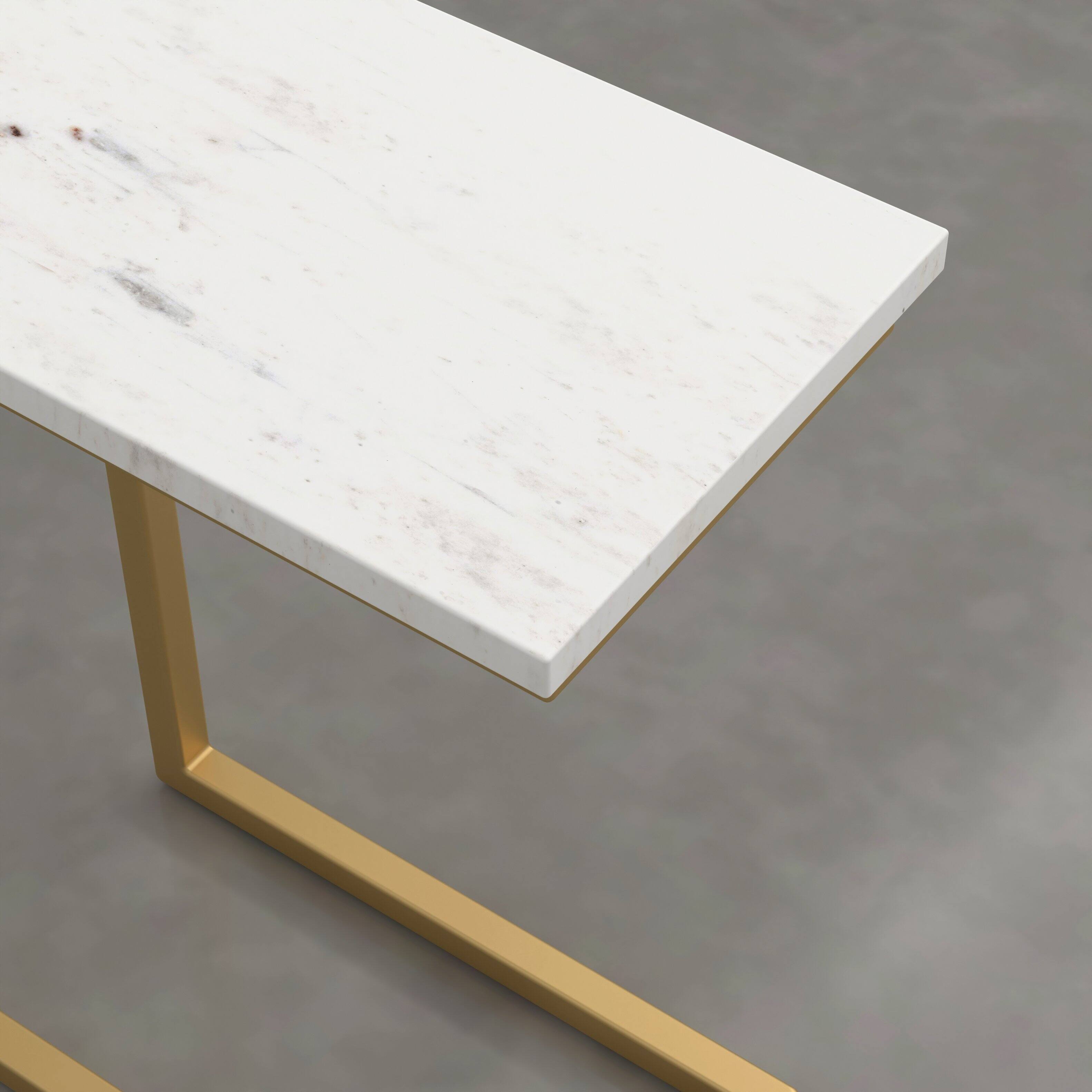 Alt View 2. Simpli Home - Skyler 18 inch Wide Metal C Side Table with White Marble Top, Satin Gold - White Marble/Satin Gold.