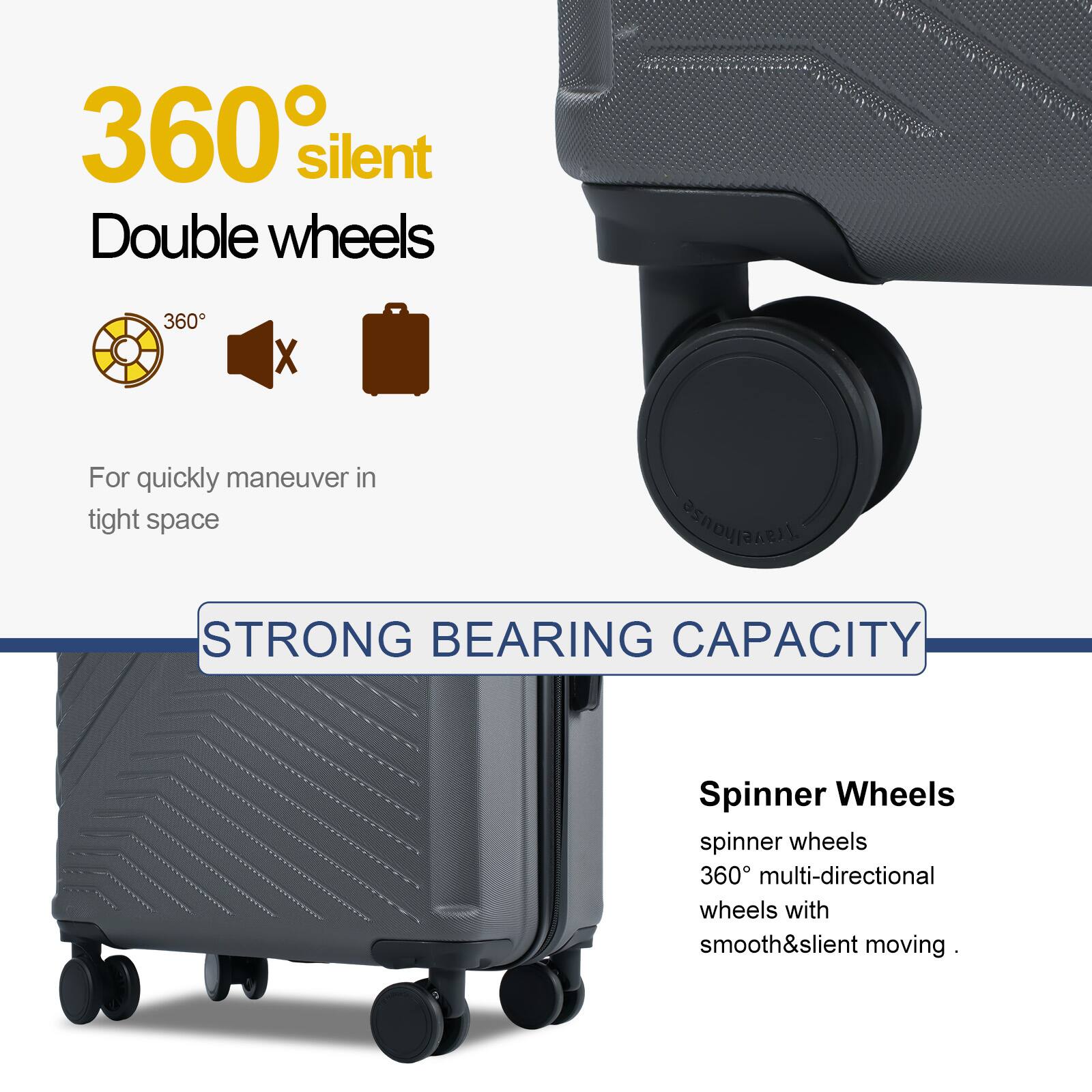 360° silent Double wheels

For quickly maneuver in tight space

STRONG BEARING CAPACITY

Spinner Wheels
spinner wheels
360° multi-directional wheels with smooth&silent moving