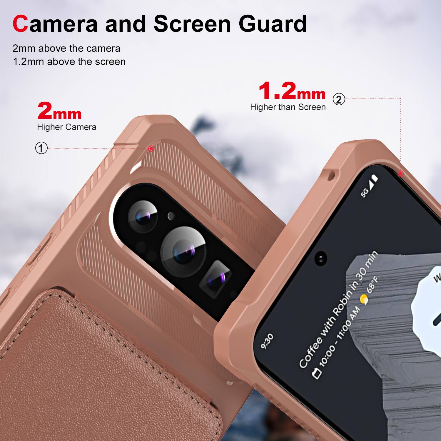 Camera and Screen Guard

2mm above the camera  
1.2mm above the screen

2mm  
Higher Camera

1.2mm  
Higher than Screen

9:30  
Coffee with Robin in 30 min  
10:00 - 11:00 AM  
68°F