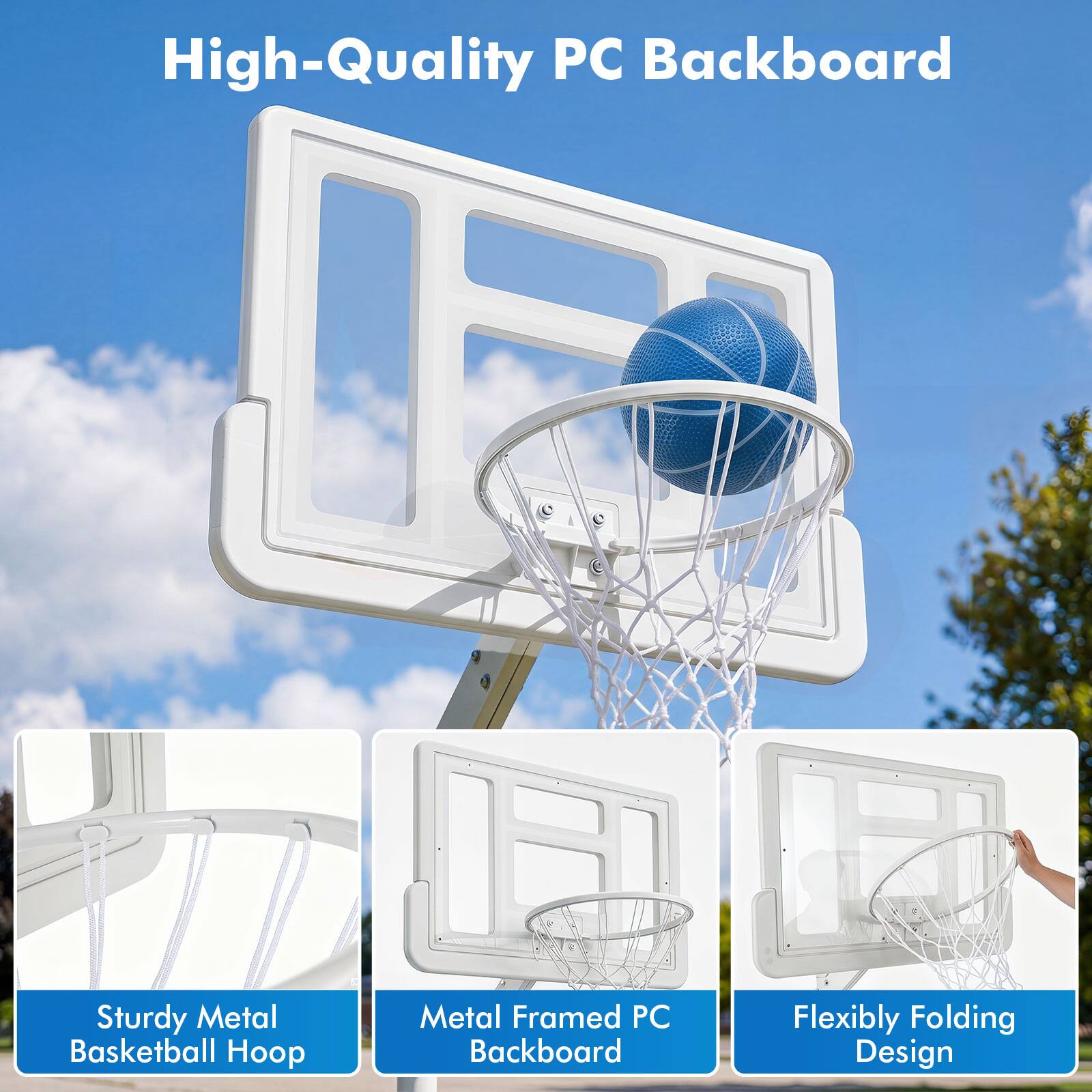 High-Quality PC Backboard

Sturdy Metal Basketball Hoop

Metal Framed PC Backboard

Flexibly Folding Design