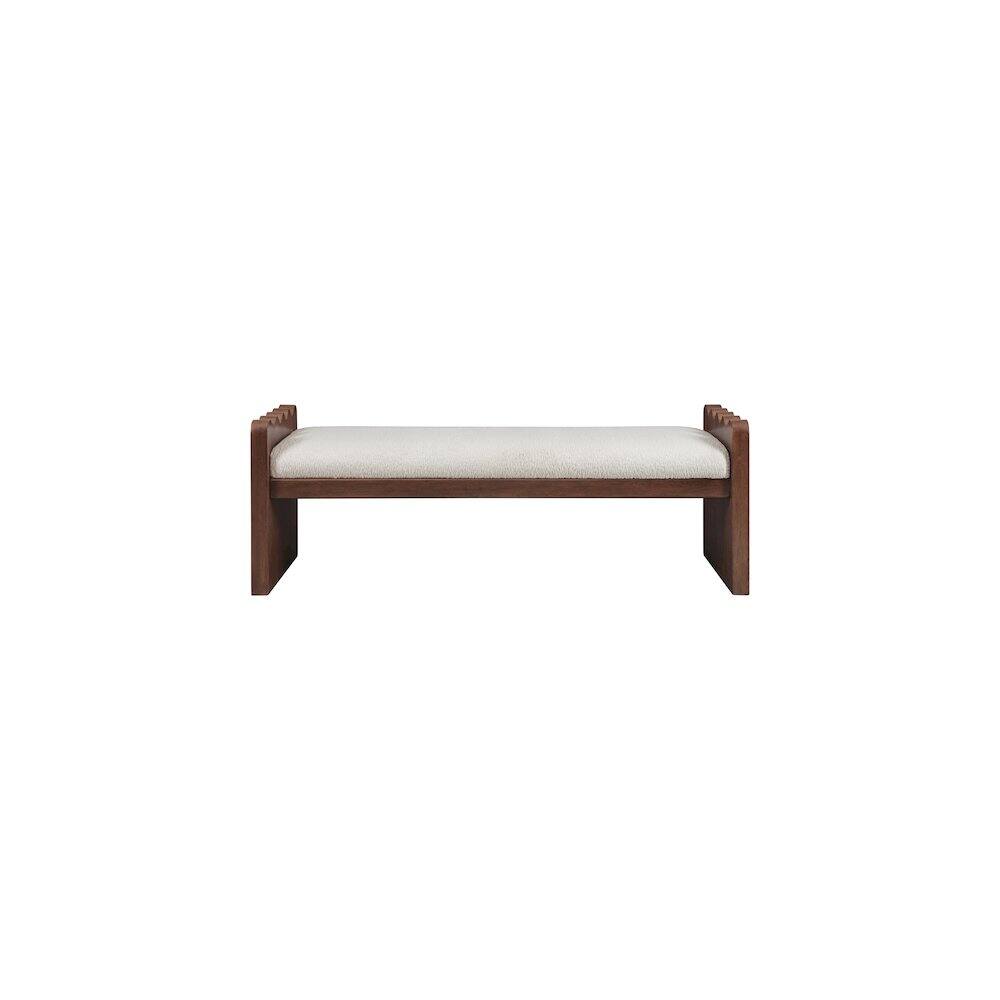 Alt View 2. Meridian Furniture - Sonia Cream Velour Fur Fabric Bench - Beige.
