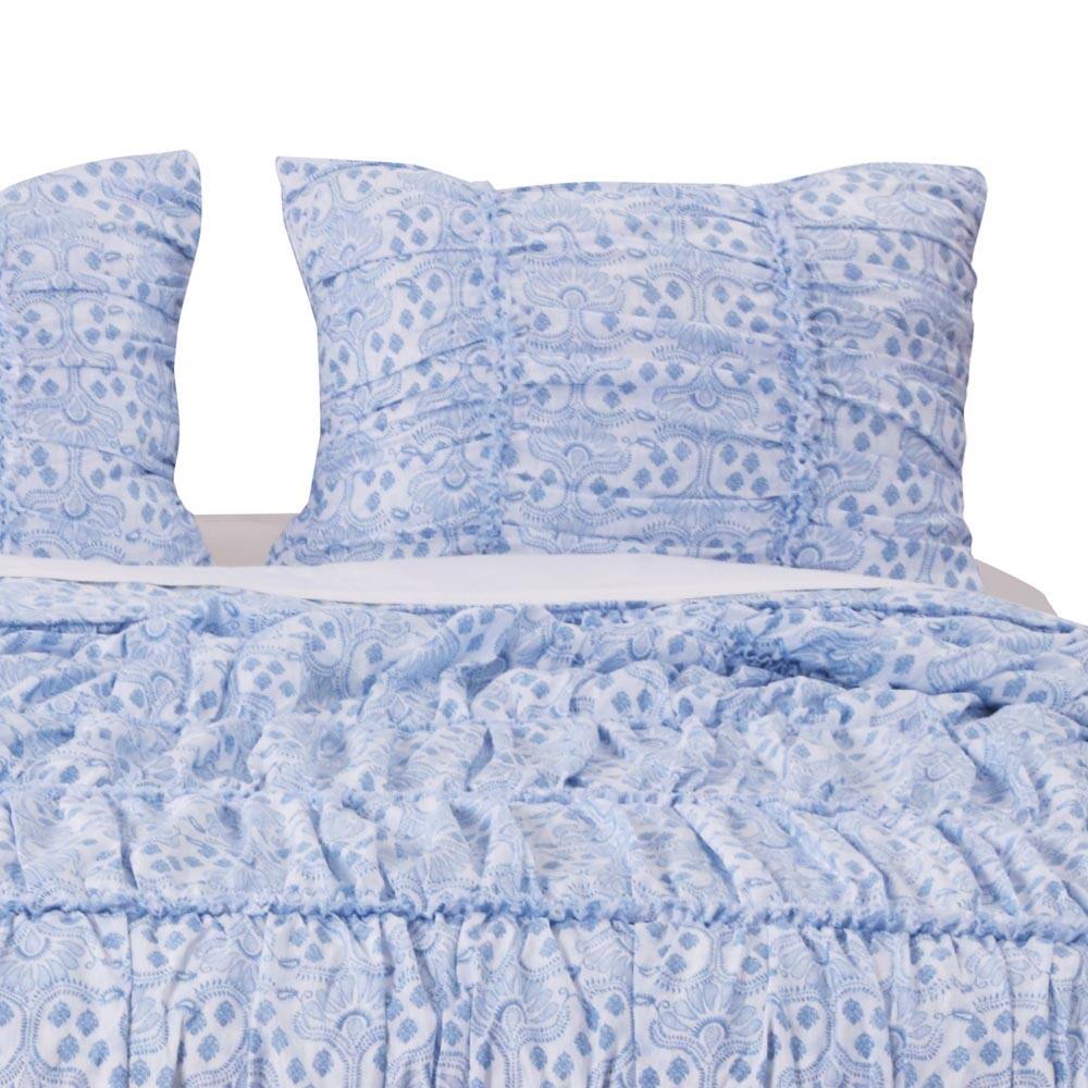 Angle. BreeBe - Helena Ruffle Sham King - Blue.