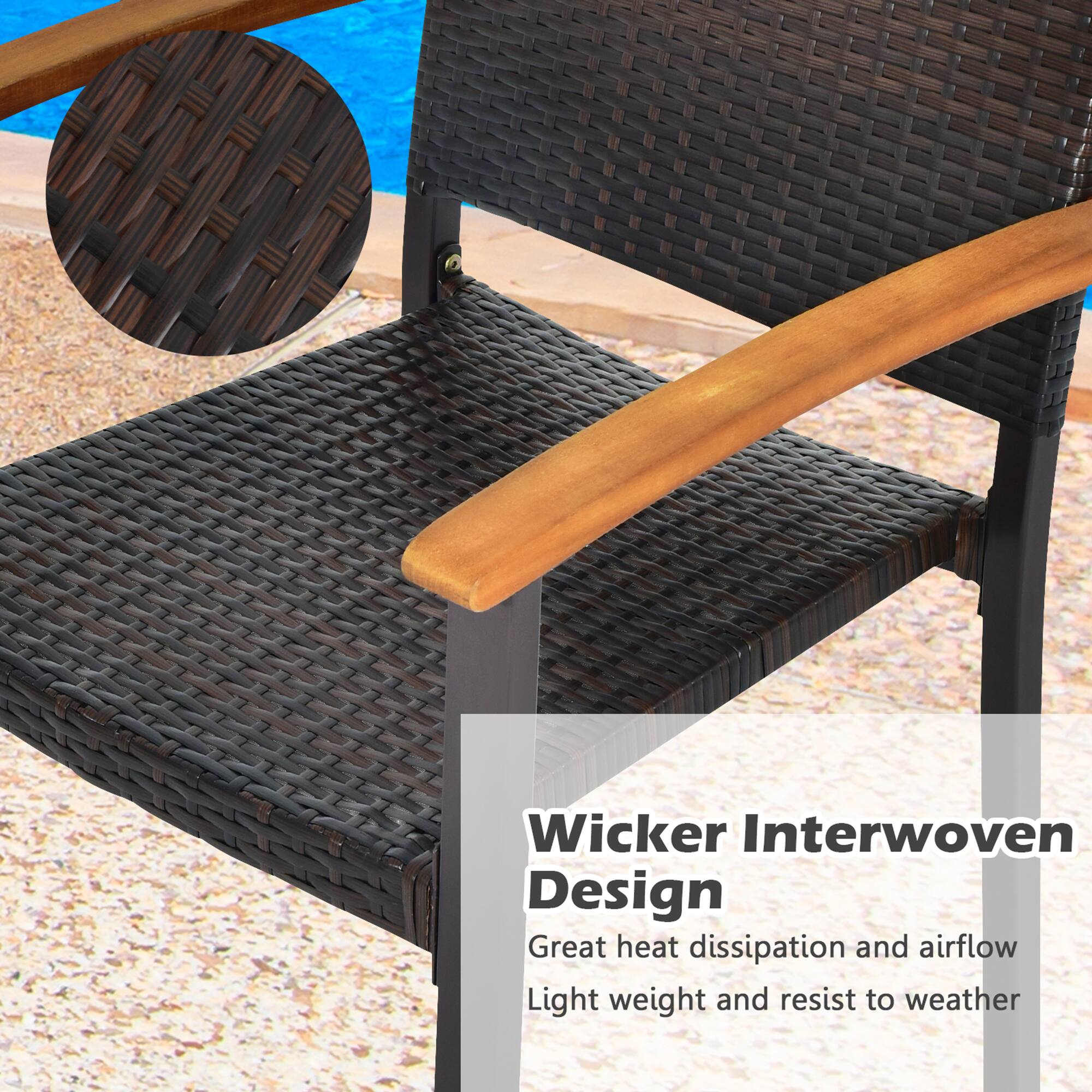 Wicker Interwoven Design  
Great heat dissipation and airflow  
Light weight and resist to weather