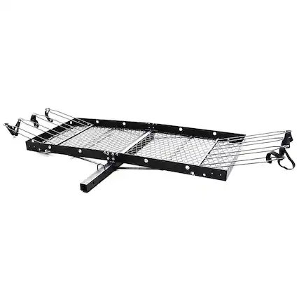 Front. Tow Tuff - Tow Tuff 62 Inch Steel Cargo Carrier and Bike Rack, Fits All 2 Inch Receivers - Black.