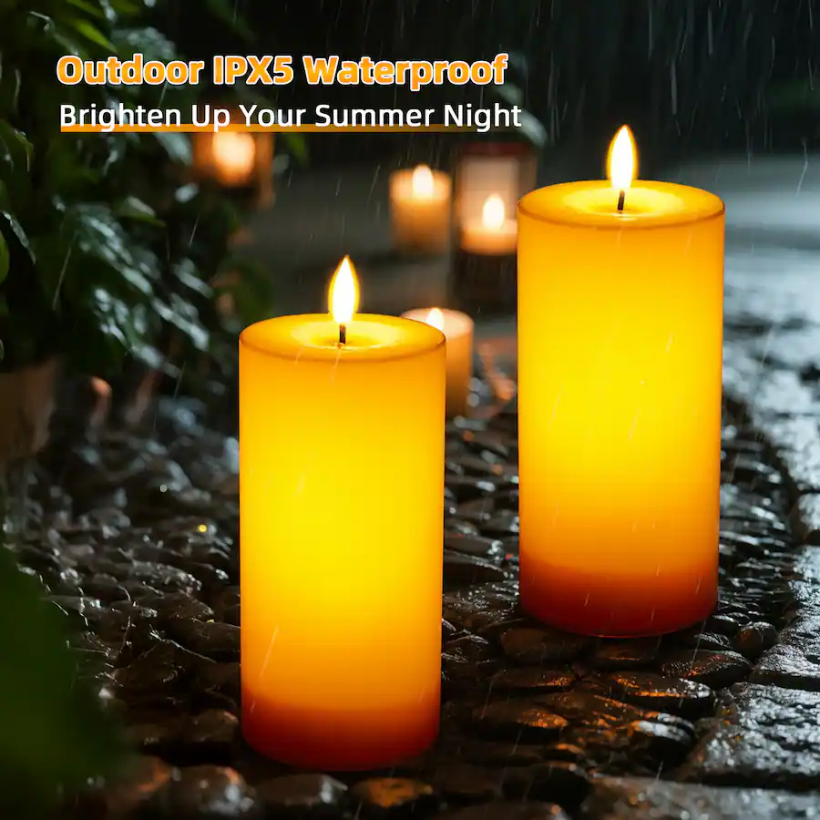 Command Candles IMAGE 2 Pack Outdoor Waterproof Flameless Candles with Timer & Remote ...