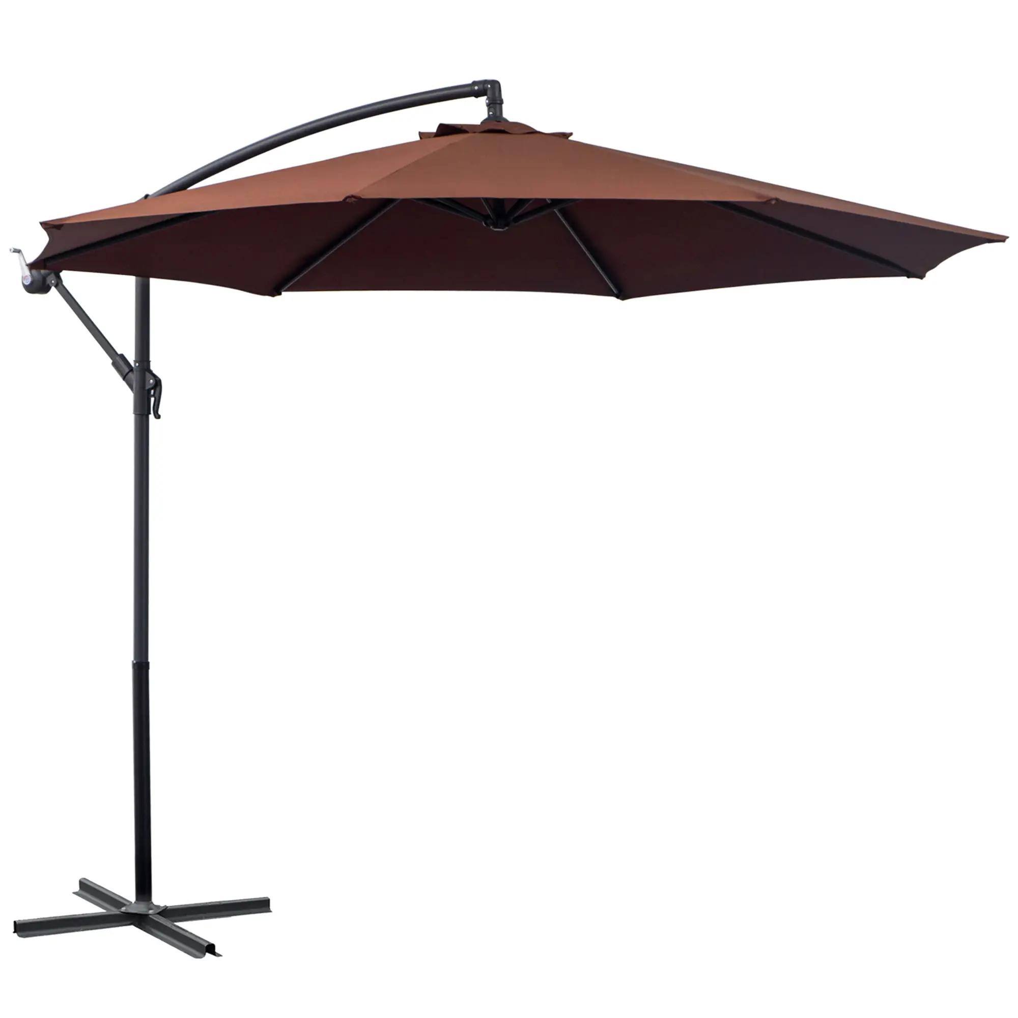 Alt View 7. Spaco - Spaco 10Ft Cantilever Patio Umbrella, Tilt Offset Shade with Cross Base - Brown.