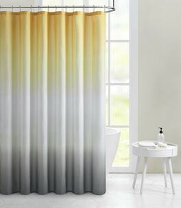 Kate Aurora - Living Multi Color Ombre Fabric Shower Curtain - Gray/Yellow