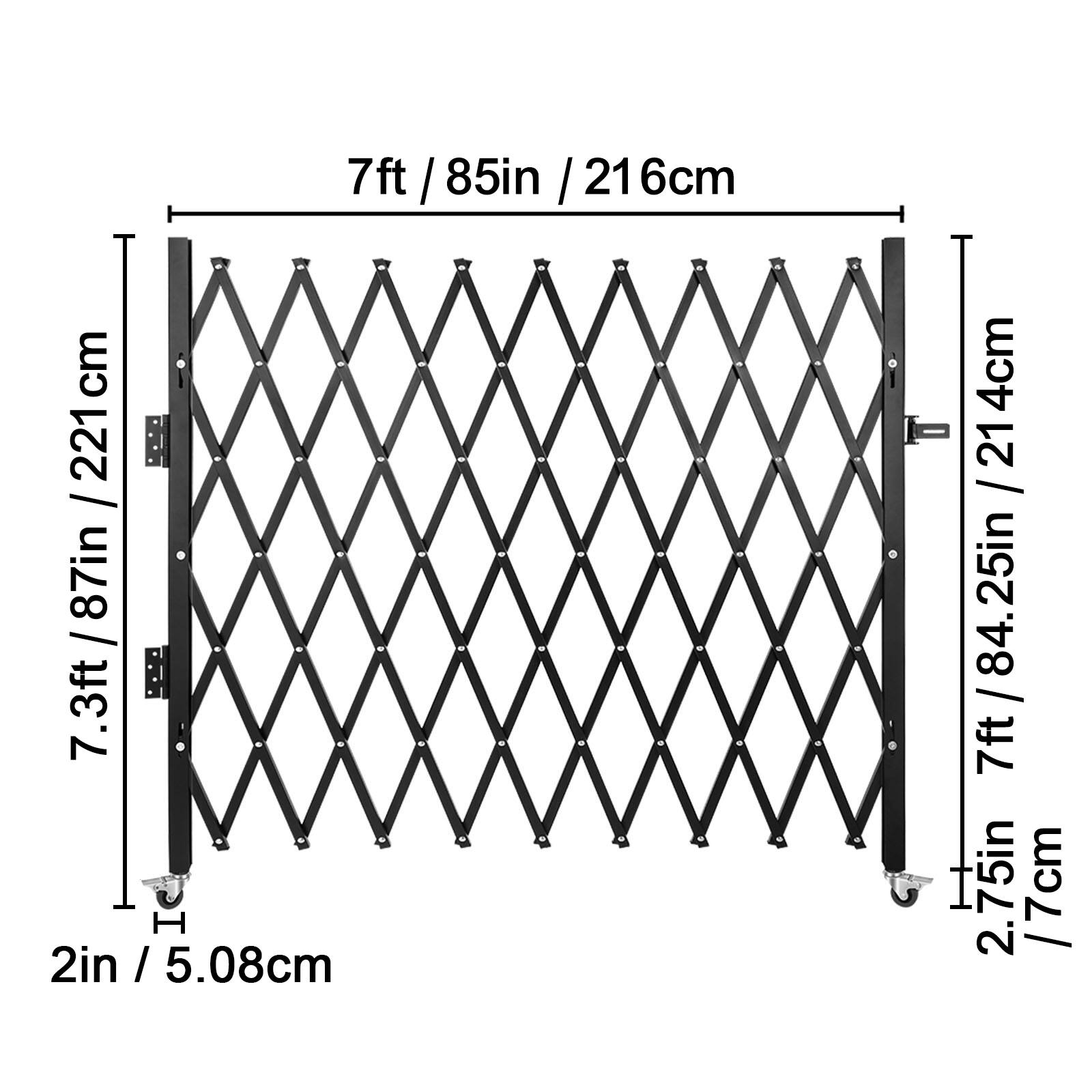 7ft / 85in / 216cm  
7.3ft / 87in / 221cm  
7ft / 84.25in / 214cm  
2in / 5.08cm  
2.75in / 7cm