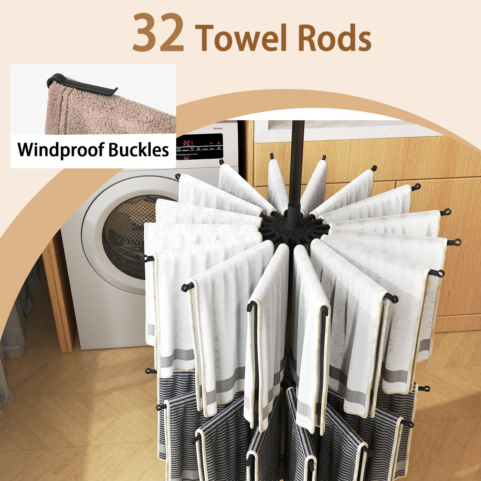 32 Towel Rods  
Windproof Buckles