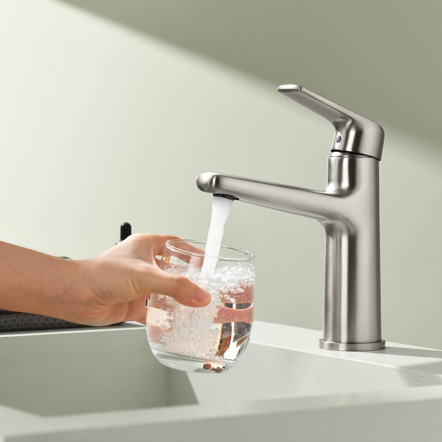 Alt View 2. Boyel Living - Brushed Nickel Single Handle Bathroom Faucet Solid Brass - Brushed Nickel.