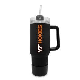The Fanatic Group - Virginia Tech Hokies 40oz. Stainless Tumbler with Handle & Removable Straw - Black