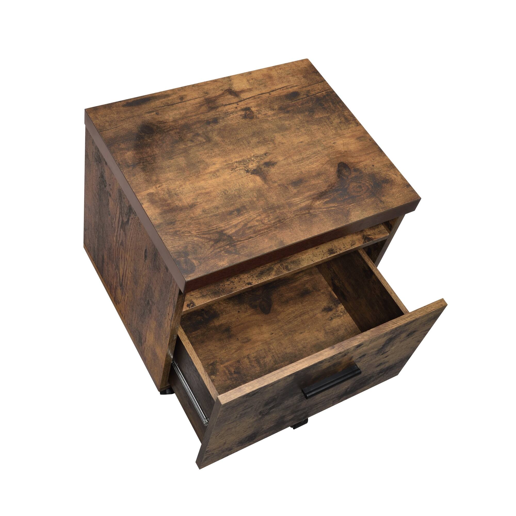 Alt View 1. GOODSILO - Weathered Oak and Black Finish File Cabinet with Open Compartment and Drawer for Office Storage - Oak.